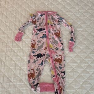 Little Sleepies Pink and Gray Dinosaur Onesie